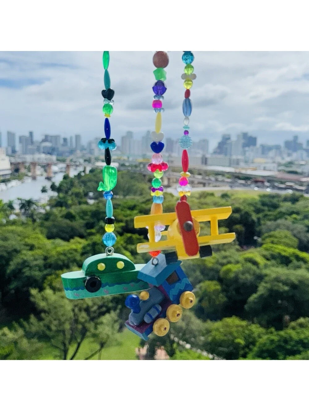 3 Strand Handmade Beaded String Airplane Train Boat Mobile Toran Hanging Art